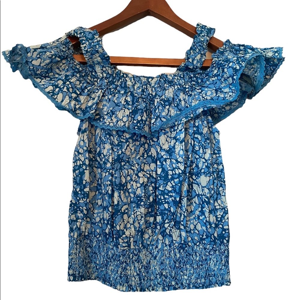 House of Harlow 1960 Turquoise Cold Shoulder Crop Top